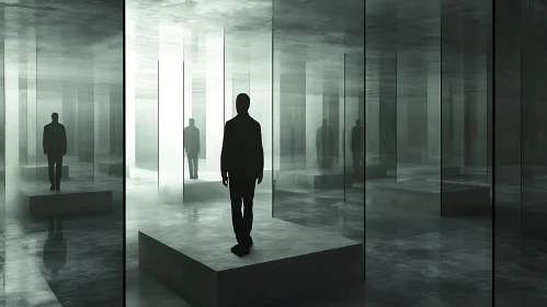 Monochrome Labyrinth of Figures and Reflections