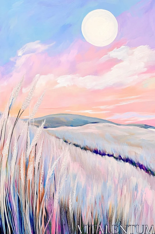 AI ART Dreamy Moonlit Field