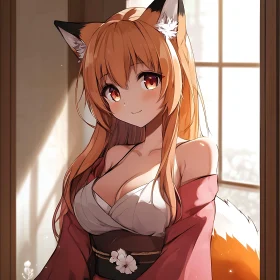 Charming Anime Fox Girl Illustration