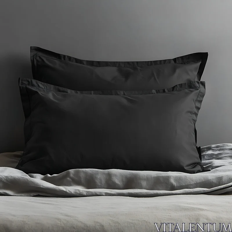 AI ART Sophisticated Bedroom Decor with Dark Pillows