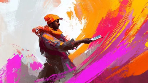 Man with Tablet Painting