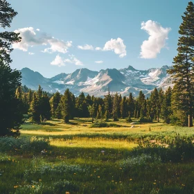 Green Field and Mountain Scenery