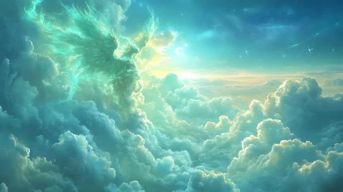 Heavenly Angel Descending from the Clouds