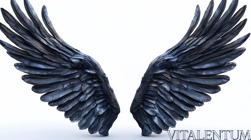 AI ART Abstract Black Wings on White