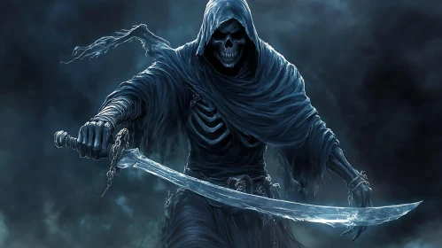 Spectral Swordsman in Dark Fantasy Art