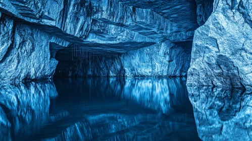 Cave Reflections in Blue Hues