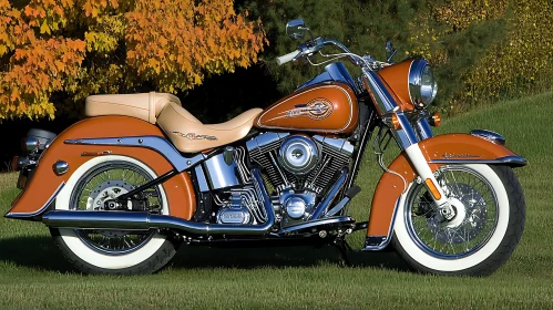 Orange Motorcycle with Chrome Details