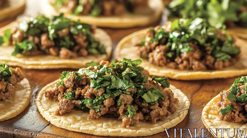 Appetizing Tacos with Fresh Cilantro and Ground Meat AI Image