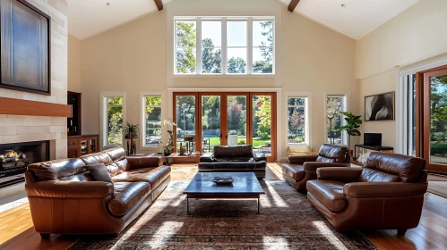 Sunlit Interior with Leather Furniture