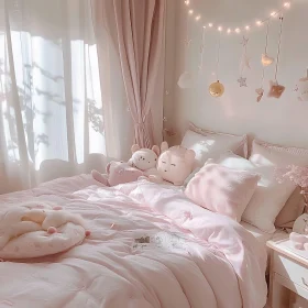 Soft Pink Bedroom with Plush Bedding