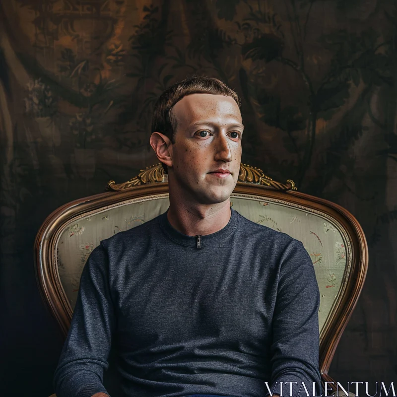 Mark Zuckerberg in a Thoughtful Pose AI Image