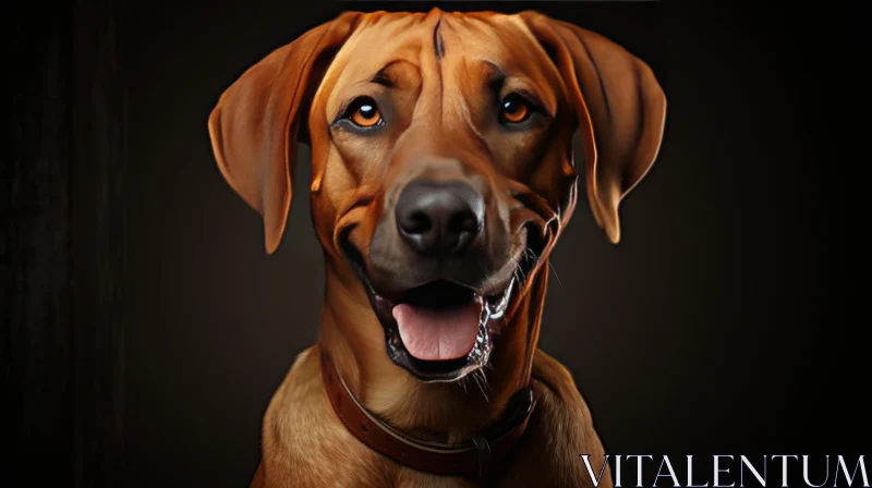 Joyful Brown Dog Portrait in Soft Lighting AI Image