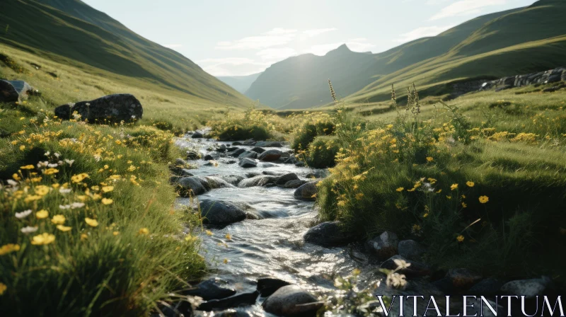AI ART Serene Creek in Nature: Documentary Travel Photography
