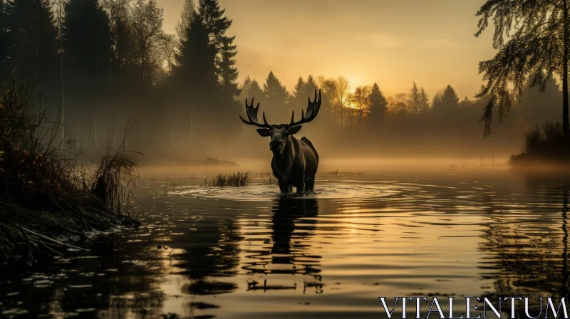 Sunrise Deer: A Moody Celebration of Nature AI Image