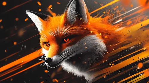 Intense Fox Gaze in Orange and Black