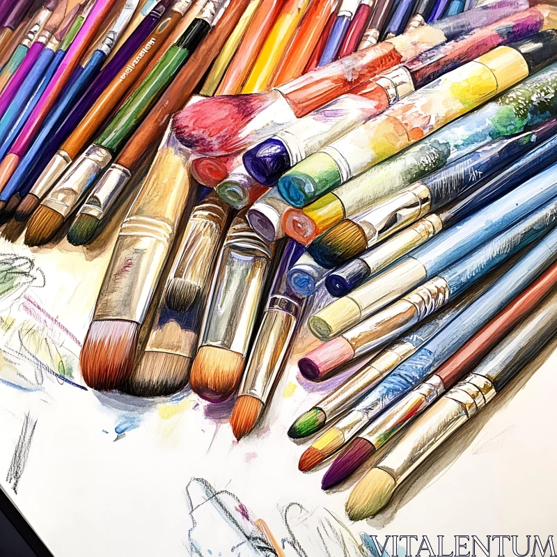 AI ART Artistic Paintbrushes Still Life Composition