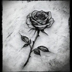 Intricate Rose Drawing in Monochrome