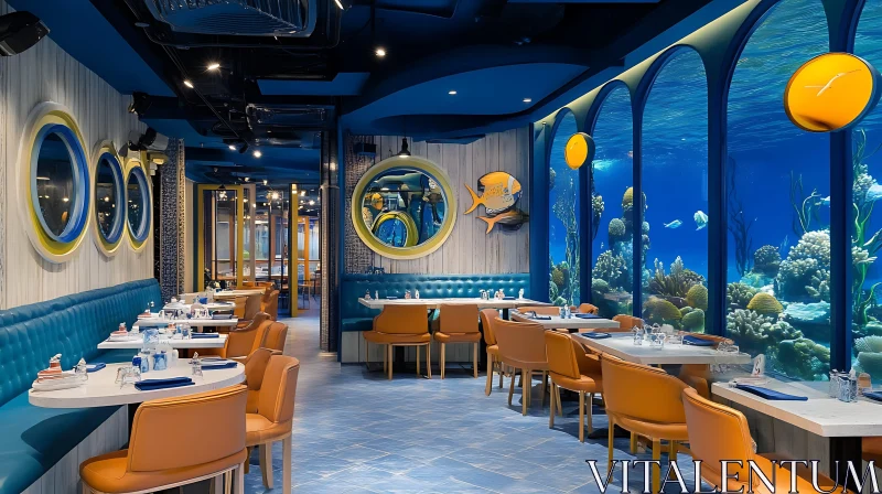 AI ART Marine Style Restaurant with Blue Interior