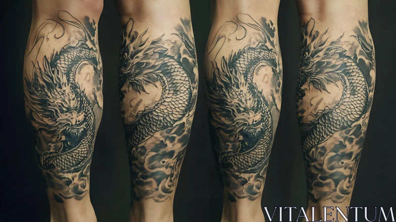 AI ART Detailed Serpentine Dragon Tattoo on Arm