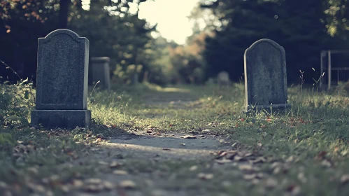 Tombstones in Graveyard