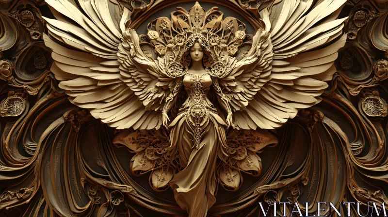 Serene Angelic Figure in Gold AI Image