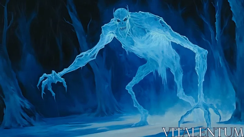 AI ART Chilling Ice Monster in Winter Forest