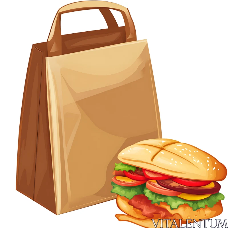 Delicious Sandwich and Brown Paper Bag AI Image