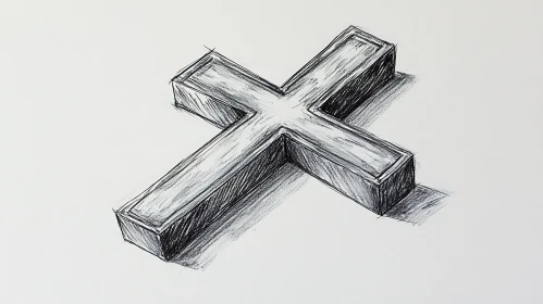 Pencil Sketch of a Cross Symbol