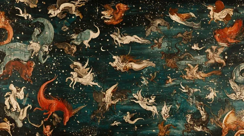 Celestial Dance of Mythical Beasts