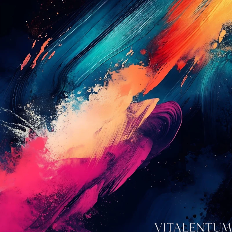 Colorful Abstract Painting with Dynamic Strokes AI Image