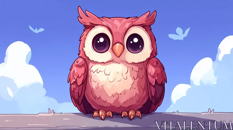 Cute Pink Owl Art AI Image