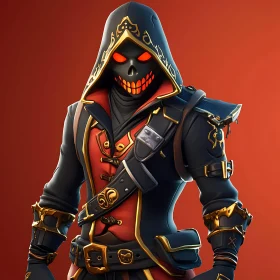 Mysterious Hooded Character with Skull Mask