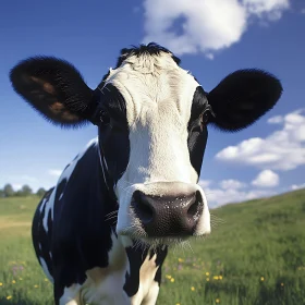 Black and White Cow in Field