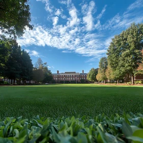 Green Lawn and Building Under Sky