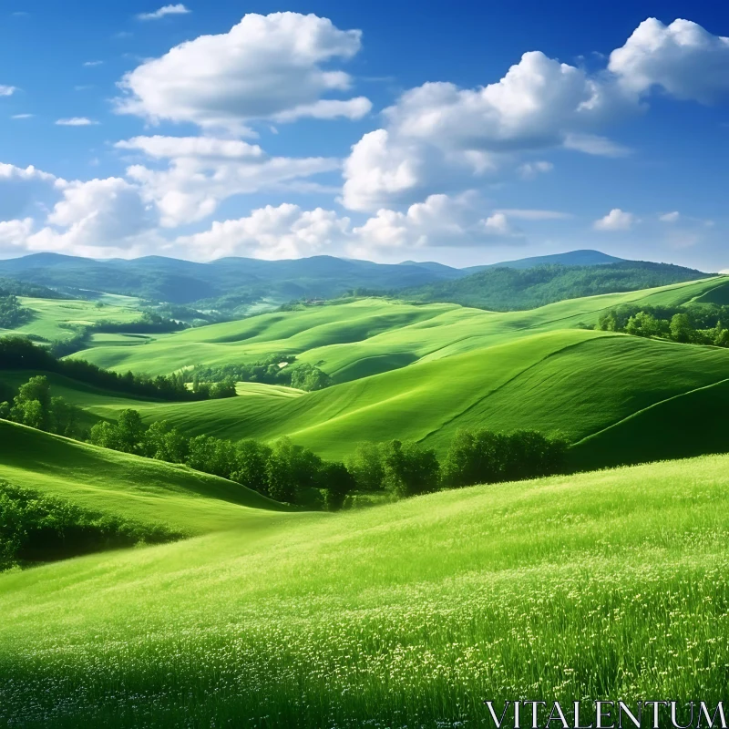 AI ART Rolling Hills and Sky Serenity