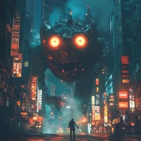 Neon City Monster Confrontation