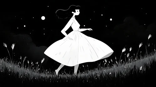 Starry Night Stroll: A Woman's Journey