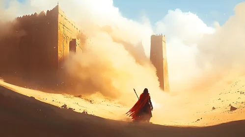 Desert Warrior with Red Cape