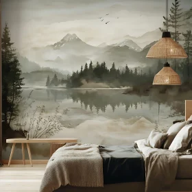 Serene Mountain Lake Bedroom Decor