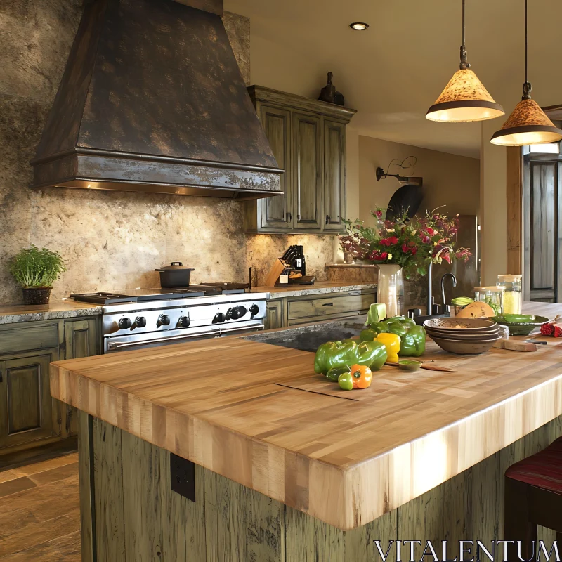 Charming Rustic Kitchen Interior Design AI Image