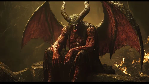 Horned Demon on a Throne of Fire
