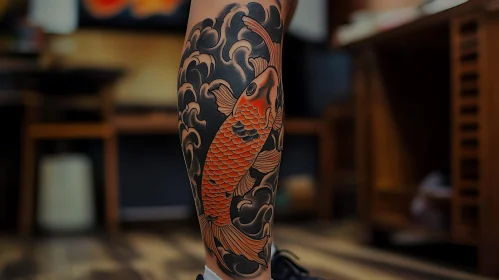 Koi Fish Leg Tattoo