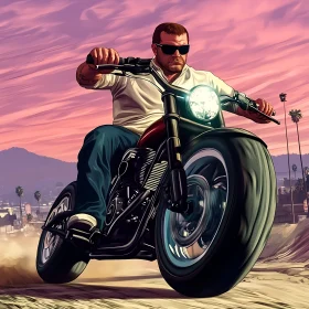 Motorcycle Ride at Sunset