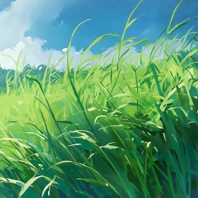 Serene Summer Field Landscape Painting