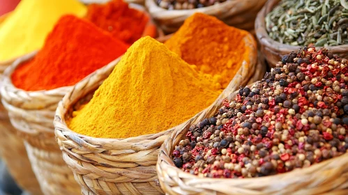 Vibrant Spice Display at Market