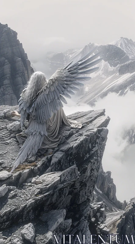 Angel Overlooking Mountain Vista AI Image