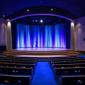 Empty Auditorium with a Blue Stage