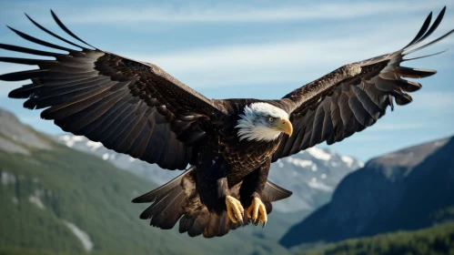 Bald Eagle Soaring over Mountains - A Symbol of Environmental Activism