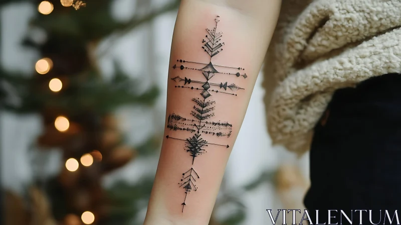 Symmetrical Modern Ink Art on Arm AI Image