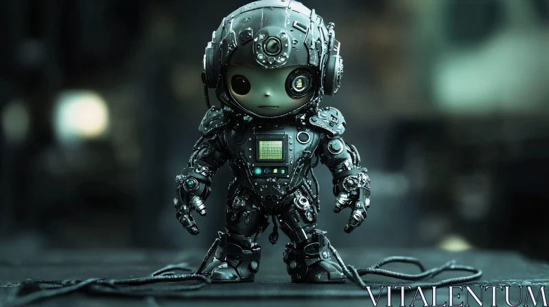 Intricate Humanoid Cyborg with Metallic Armor and Lights AI Image